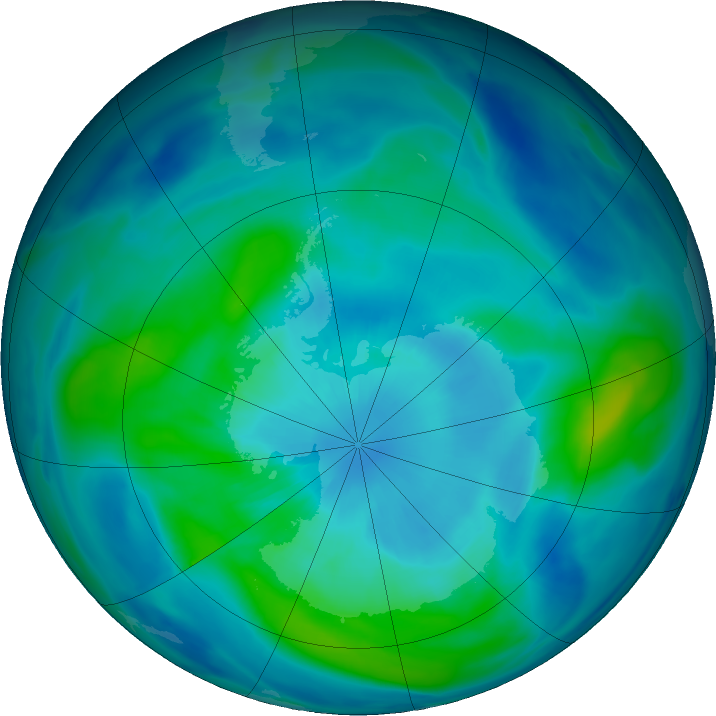 Antarctic ozone map for 21 March 2019